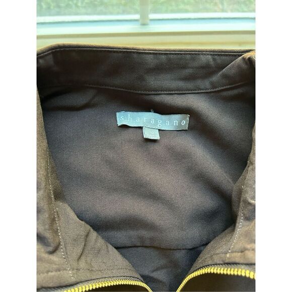 Sharagano Women's Short Sleeve Shirt Dress with Front Pockets. Brown. Size 12 - Picture 6 of 14